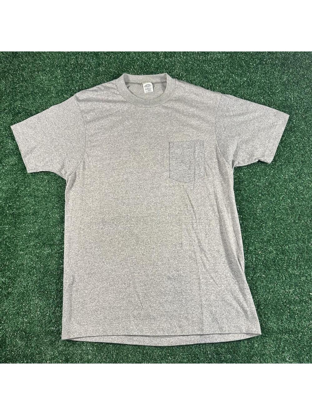 Vintage 1980s-1990s? Gray heather Towncraft cotton & polyester shirt with pocket